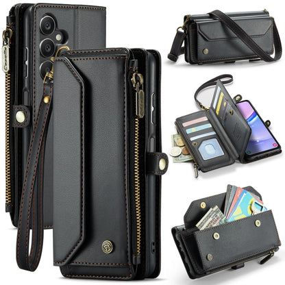 For Samsung Galaxy A15 CaseMe C36 Card Slots Zipper Wallet RFID Anti-theft Leather Phone Case(Black) by CaseMe