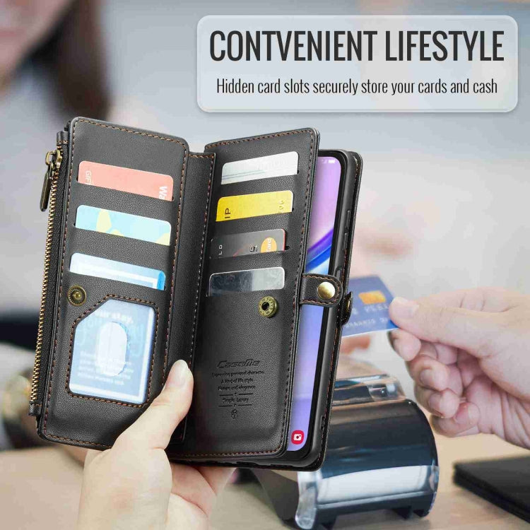 For Samsung Galaxy A15 CaseMe C36 Card Slots Zipper Wallet RFID Anti-theft Leather Phone Case(Black) by CaseMe