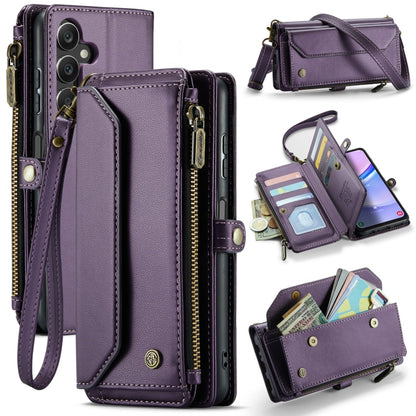 For Samsung Galaxy A15 CaseMe C36 Card Slots Zipper Wallet RFID Anti-theft Leather Phone Case(Purple) by CaseMe