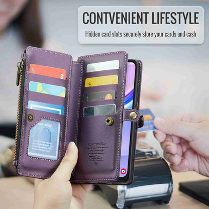 For Samsung Galaxy A15 CaseMe C36 Card Slots Zipper Wallet RFID Anti-theft Leather Phone Case(Purple) by CaseMe