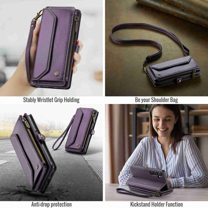 For Samsung Galaxy A15 CaseMe C36 Card Slots Zipper Wallet RFID Anti-theft Leather Phone Case(Purple) by CaseMe