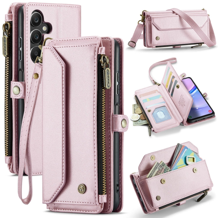 For Samsung Galaxy A15 CaseMe C36 Card Slots Zipper Wallet RFID Anti-theft Leather Phone Case(Pink) by CaseMe