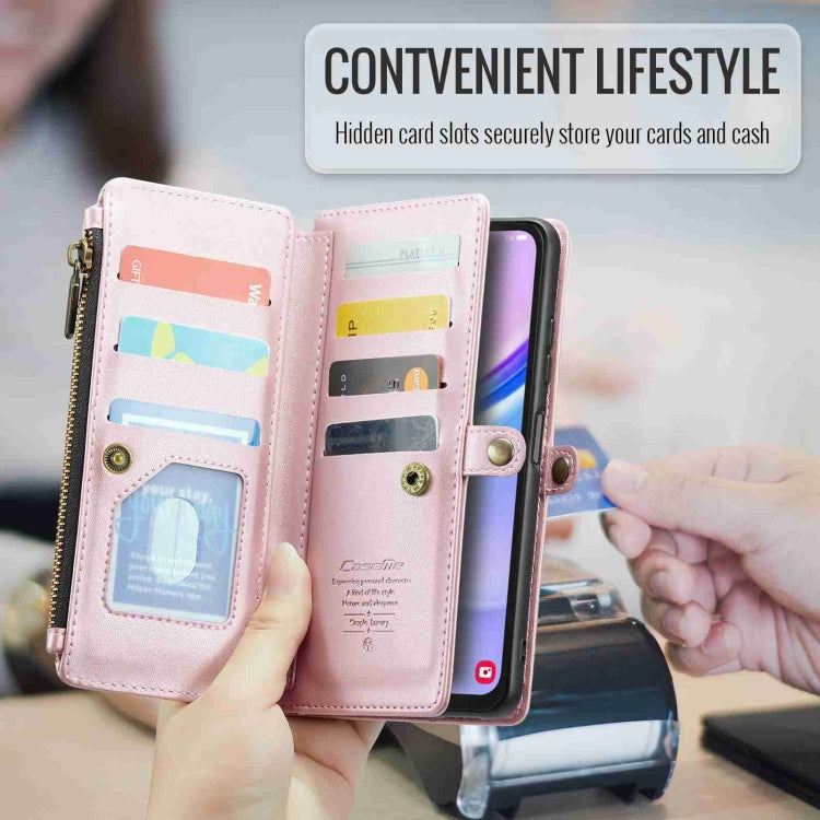 For Samsung Galaxy A15 CaseMe C36 Card Slots Zipper Wallet RFID Anti-theft Leather Phone Case(Pink) by CaseMe