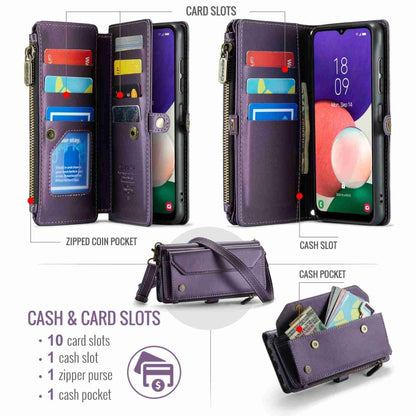 For Samsung Galaxy A22 5G CaseMe C36 Card Slots Zipper Wallet RFID Anti-theft Leather Phone Case(Purple) - Galaxy Phone Cases by CaseMe | Online Shopping UK | buy2fix