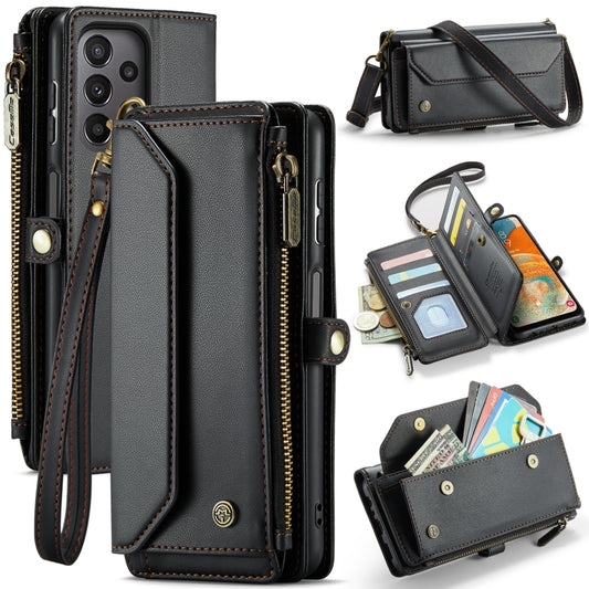 For Samsung Galaxy A23 CaseMe C36 Card Slots Zipper Wallet RFID Anti-theft Leather Phone Case(Black) by CaseMe