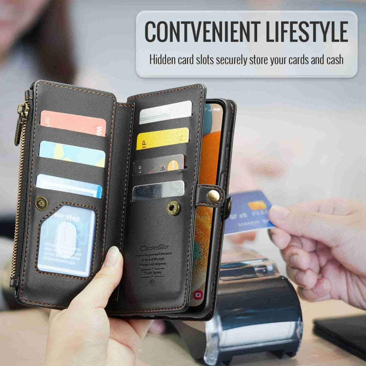 For Samsung Galaxy A23 CaseMe C36 Card Slots Zipper Wallet RFID Anti-theft Leather Phone Case(Black) by CaseMe