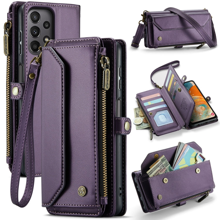 For Samsung Galaxy A23 CaseMe C36 Card Slots Zipper Wallet RFID Anti-theft Leather Phone Case(Purple) by CaseMe