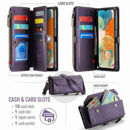 For Samsung Galaxy A23 CaseMe C36 Card Slots Zipper Wallet RFID Anti-theft Leather Phone Case(Purple) by CaseMe