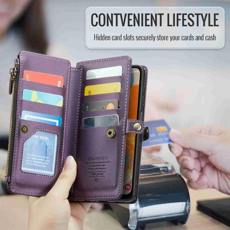 For Samsung Galaxy A23 CaseMe C36 Card Slots Zipper Wallet RFID Anti-theft Leather Phone Case(Purple) by CaseMe