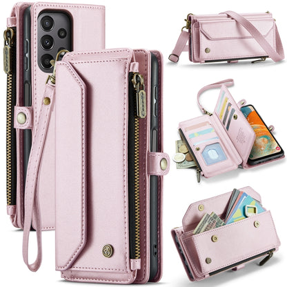 For Samsung Galaxy A23 CaseMe C36 Card Slots Zipper Wallet RFID Anti-theft Leather Phone Case(Pink) by CaseMe