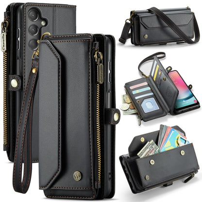 For Samsung Galaxy A24 CaseMe C36 Card Slots Zipper Wallet RFID Anti-theft Leather Phone Case(Black) by CaseMe