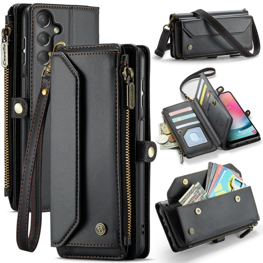 For Samsung Galaxy A24 CaseMe C36 Card Slots Zipper Wallet RFID Anti-theft Leather Phone Case(Black) by CaseMe