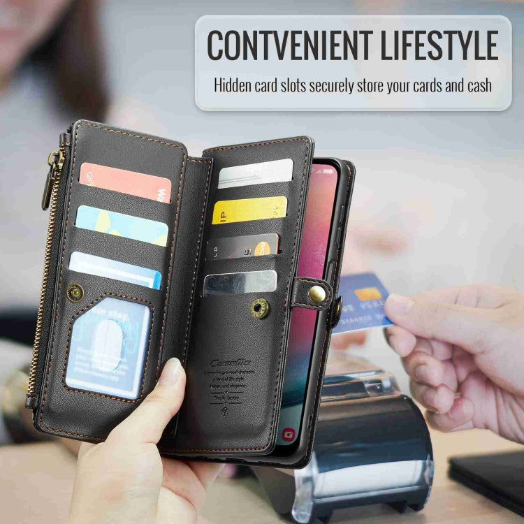 For Samsung Galaxy A24 CaseMe C36 Card Slots Zipper Wallet RFID Anti-theft Leather Phone Case(Black) by CaseMe