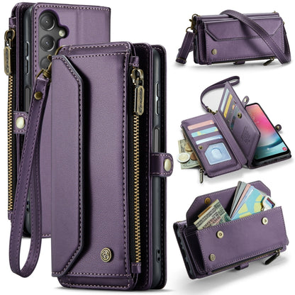 For Samsung Galaxy A24 CaseMe C36 Card Slots Zipper Wallet RFID Anti-theft Leather Phone Case(Purple) by CaseMe