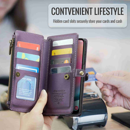 For Samsung Galaxy A24 CaseMe C36 Card Slots Zipper Wallet RFID Anti-theft Leather Phone Case(Purple) by CaseMe