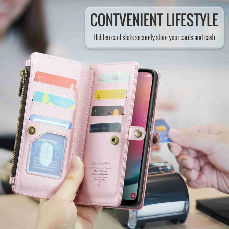 For Samsung Galaxy A24 CaseMe C36 Card Slots Zipper Wallet RFID Anti-theft Leather Phone Case(Pink) by CaseMe