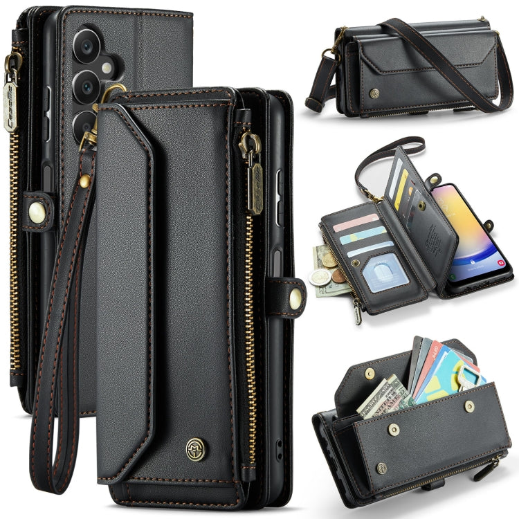 For Samsung Galaxy A25 CaseMe C36 Card Slots Zipper Wallet RFID Anti-theft Leather Phone Case(Black) by CaseMe