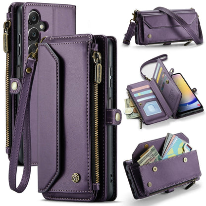For Samsung Galaxy A25 CaseMe C36 Card Slots Zipper Wallet RFID Anti-theft Leather Phone Case(Purple) by CaseMe