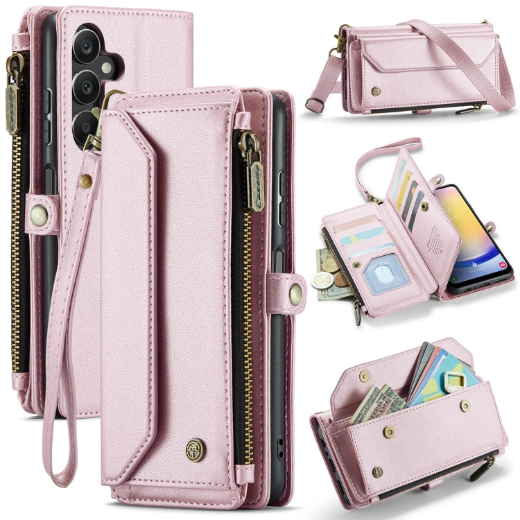 For Samsung Galaxy A25 CaseMe C36 Card Slots Zipper Wallet RFID Anti-theft Leather Phone Case(Pink) by CaseMe