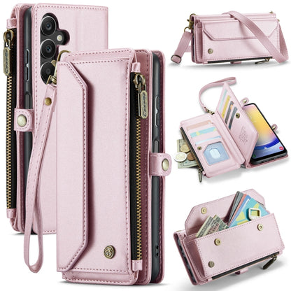 For Samsung Galaxy A25 CaseMe C36 Card Slots Zipper Wallet RFID Anti-theft Leather Phone Case(Pink) by CaseMe