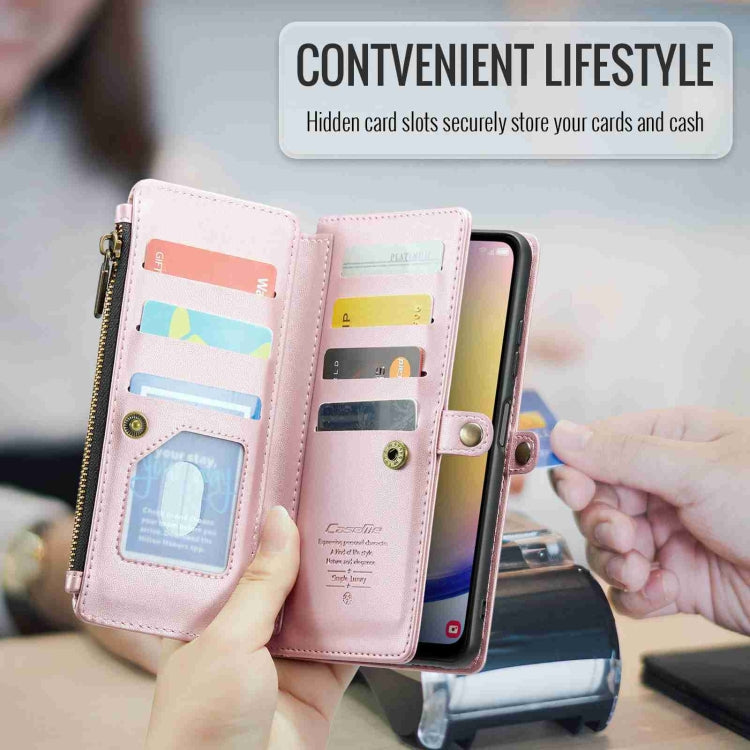 For Samsung Galaxy A25 CaseMe C36 Card Slots Zipper Wallet RFID Anti-theft Leather Phone Case(Pink) by CaseMe