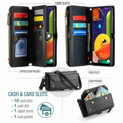 For Samsung Galaxy A30s / A50s / A50 CaseMe C36 Card Slots Zipper Wallet RFID Anti-theft Leather Phone Case(Black) by CaseMe