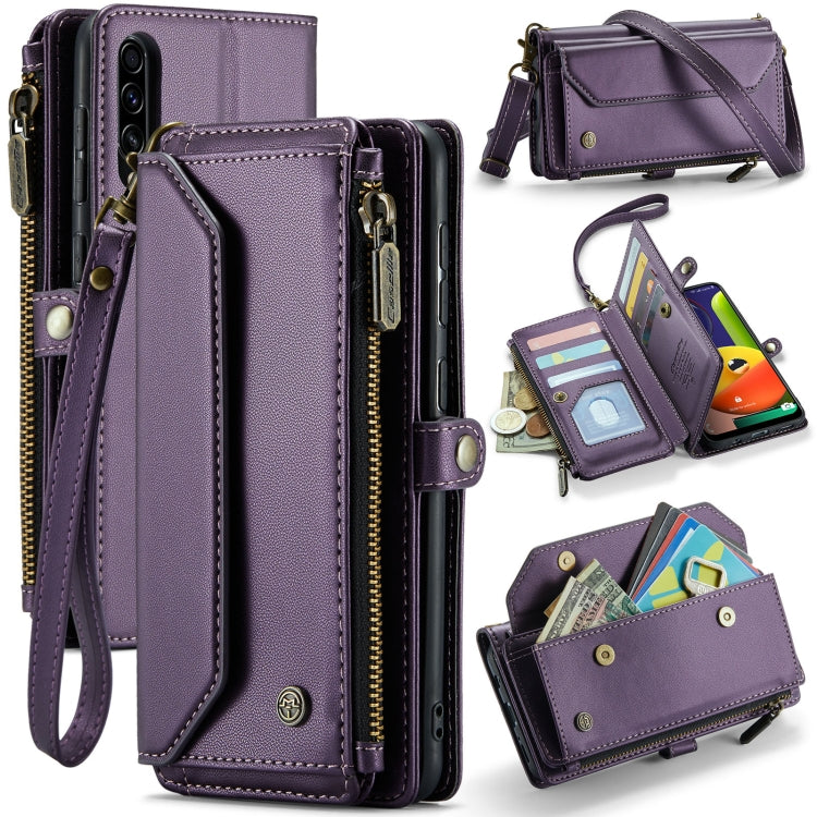 For Samsung Galaxy A30s / A50s / A50 CaseMe C36 Card Slots Zipper Wallet RFID Anti-theft Leather Phone Case(Purple) by CaseMe