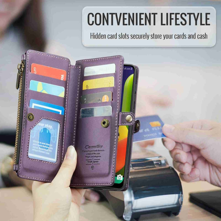 For Samsung Galaxy A30s / A50s / A50 CaseMe C36 Card Slots Zipper Wallet RFID Anti-theft Leather Phone Case(Purple) by CaseMe