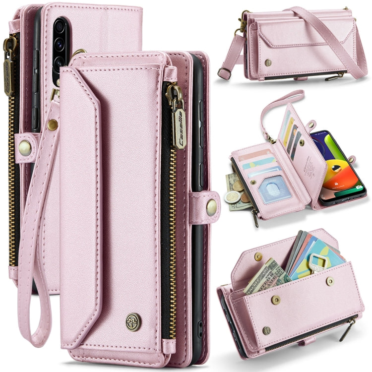 For Samsung Galaxy A30s / A50s / A50 CaseMe C36 Card Slots Zipper Wallet RFID Anti-theft Leather Phone Case(Pink) by CaseMe