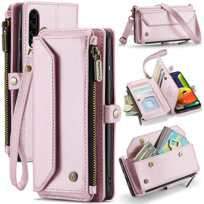 For Samsung Galaxy A30s / A50s / A50 CaseMe C36 Card Slots Zipper Wallet RFID Anti-theft Leather Phone Case(Pink) by CaseMe