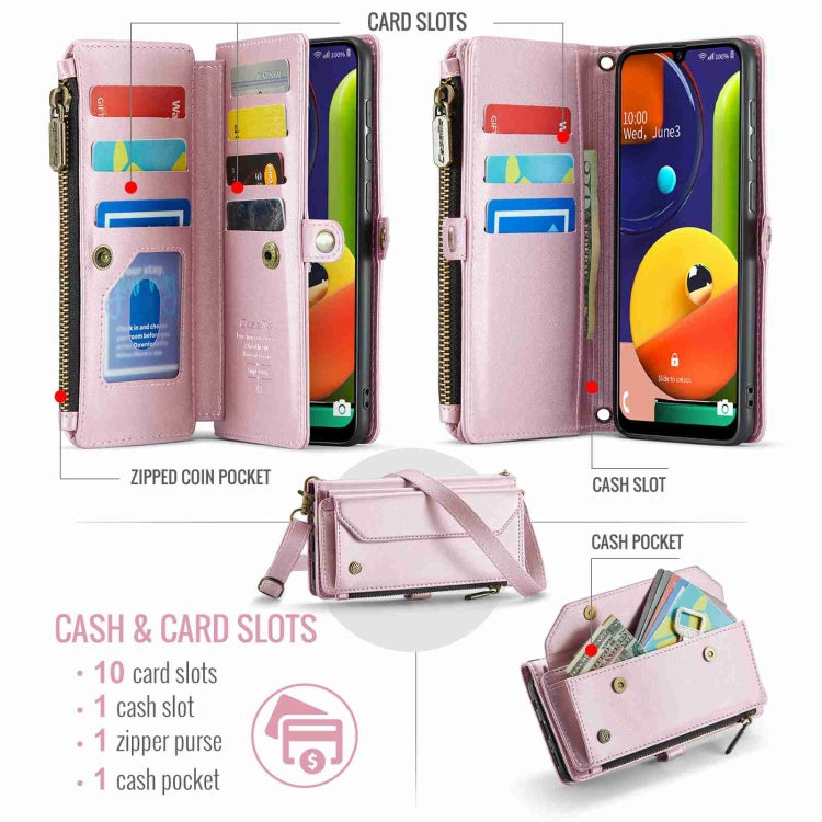 For Samsung Galaxy A30s / A50s / A50 CaseMe C36 Card Slots Zipper Wallet RFID Anti-theft Leather Phone Case(Pink) by CaseMe