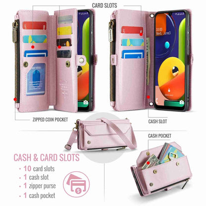 For Samsung Galaxy A30s / A50s / A50 CaseMe C36 Card Slots Zipper Wallet RFID Anti-theft Leather Phone Case(Pink) by CaseMe