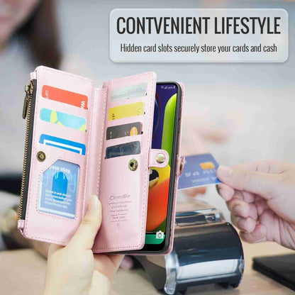 For Samsung Galaxy A30s / A50s / A50 CaseMe C36 Card Slots Zipper Wallet RFID Anti-theft Leather Phone Case(Pink) by CaseMe