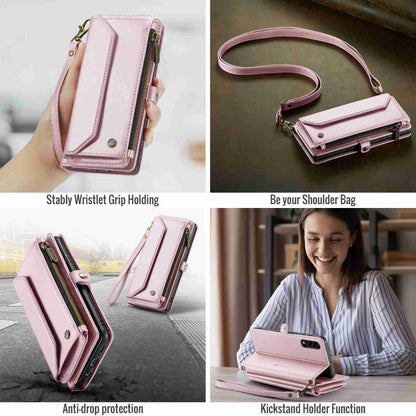 For Samsung Galaxy A30s / A50s / A50 CaseMe C36 Card Slots Zipper Wallet RFID Anti-theft Leather Phone Case(Pink) by CaseMe