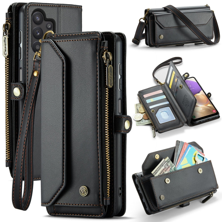 For Samsung Galaxy A32 5G CaseMe C36 Card Slots Zipper Wallet RFID Anti-theft Leather Phone Case(Black) by CaseMe