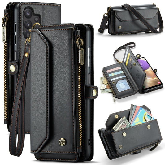 For Samsung Galaxy A32 5G CaseMe C36 Card Slots Zipper Wallet RFID Anti-theft Leather Phone Case(Black) by CaseMe