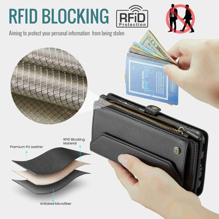 For Samsung Galaxy A32 5G CaseMe C36 Card Slots Zipper Wallet RFID Anti-theft Leather Phone Case(Black) by CaseMe