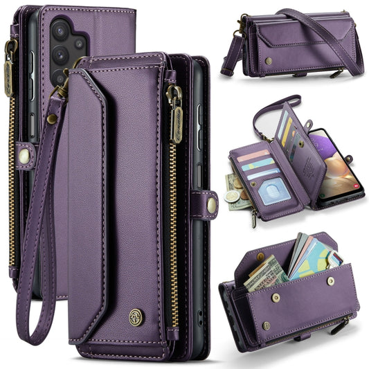For Samsung Galaxy A32 5G CaseMe C36 Card Slots Zipper Wallet RFID Anti-theft Leather Phone Case(Purple) by CaseMe