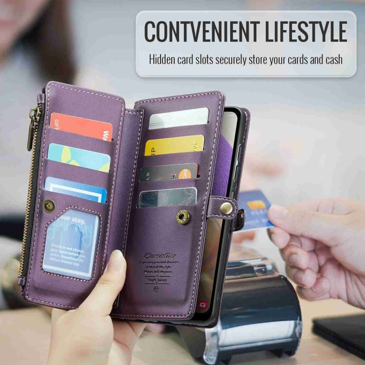 For Samsung Galaxy A32 5G CaseMe C36 Card Slots Zipper Wallet RFID Anti-theft Leather Phone Case(Purple) by CaseMe
