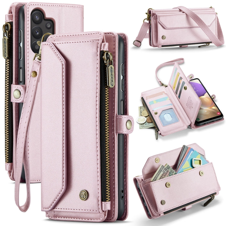 For Samsung Galaxy A32 5G CaseMe C36 Card Slots Zipper Wallet RFID Anti-theft Leather Phone Case(Pink) by CaseMe