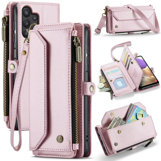 For Samsung Galaxy A32 5G CaseMe C36 Card Slots Zipper Wallet RFID Anti-theft Leather Phone Case(Pink) by CaseMe