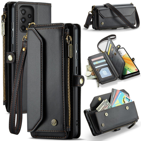 For Samsung Galaxy A33 5G CaseMe C36 Card Slots Zipper Wallet RFID Anti-theft Leather Phone Case(Black) by CaseMe