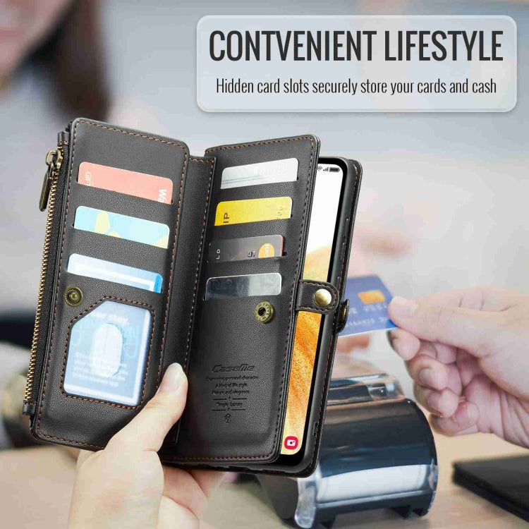 For Samsung Galaxy A33 5G CaseMe C36 Card Slots Zipper Wallet RFID Anti-theft Leather Phone Case(Black) by CaseMe