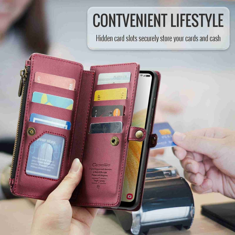 For Samsung Galaxy A33 5G CaseMe C36 Card Slots Zipper Wallet RFID Anti-theft Leather Phone Case(Wine Red) by CaseMe