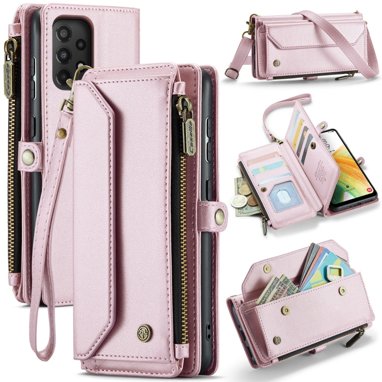 For Samsung Galaxy A33 5G CaseMe C36 Card Slots Zipper Wallet RFID Anti-theft Leather Phone Case(Pink) by CaseMe
