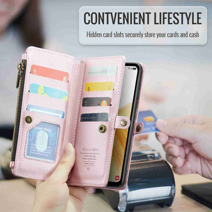 For Samsung Galaxy A33 5G CaseMe C36 Card Slots Zipper Wallet RFID Anti-theft Leather Phone Case(Pink) by CaseMe
