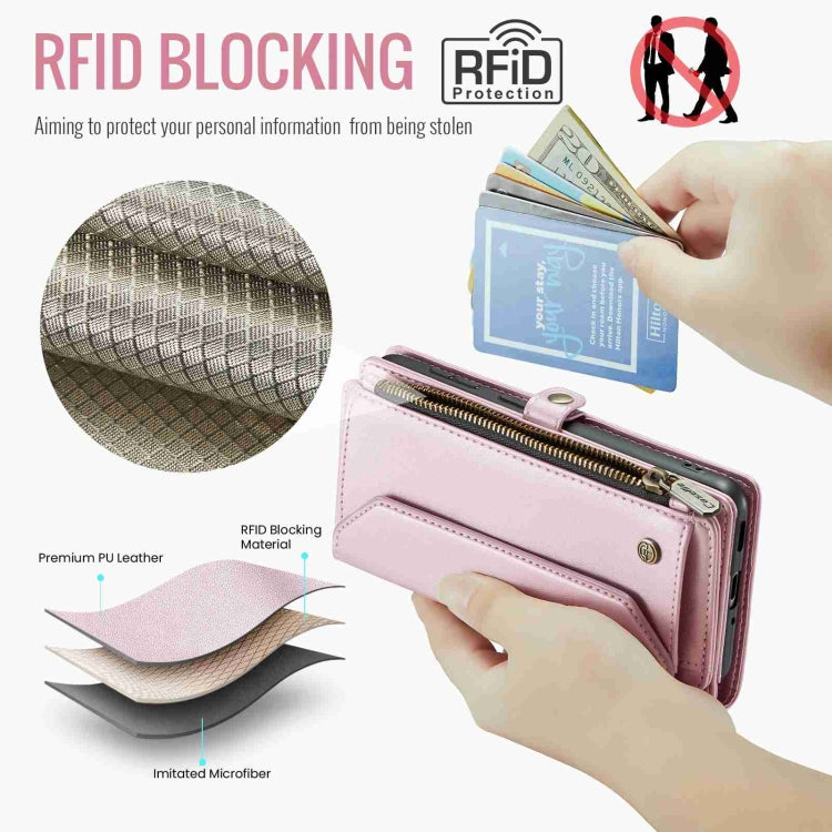 For Samsung Galaxy A33 5G CaseMe C36 Card Slots Zipper Wallet RFID Anti-theft Leather Phone Case(Pink) by CaseMe