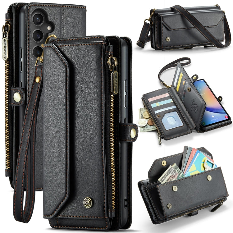 For Samsung Galaxy A34 5G CaseMe C36 Card Slots Zipper Wallet RFID Anti-theft Leather Phone Case(Black) by CaseMe