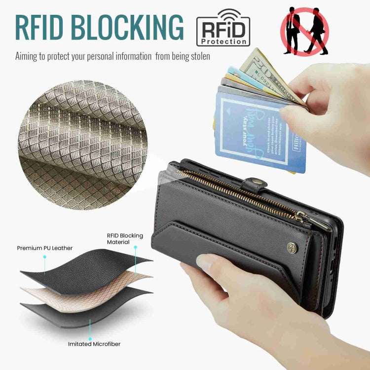 For Samsung Galaxy A34 5G CaseMe C36 Card Slots Zipper Wallet RFID Anti-theft Leather Phone Case(Black) by CaseMe