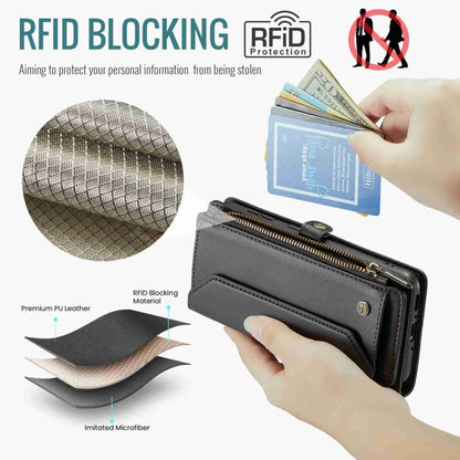 For Samsung Galaxy A34 5G CaseMe C36 Card Slots Zipper Wallet RFID Anti-theft Leather Phone Case(Black) by CaseMe